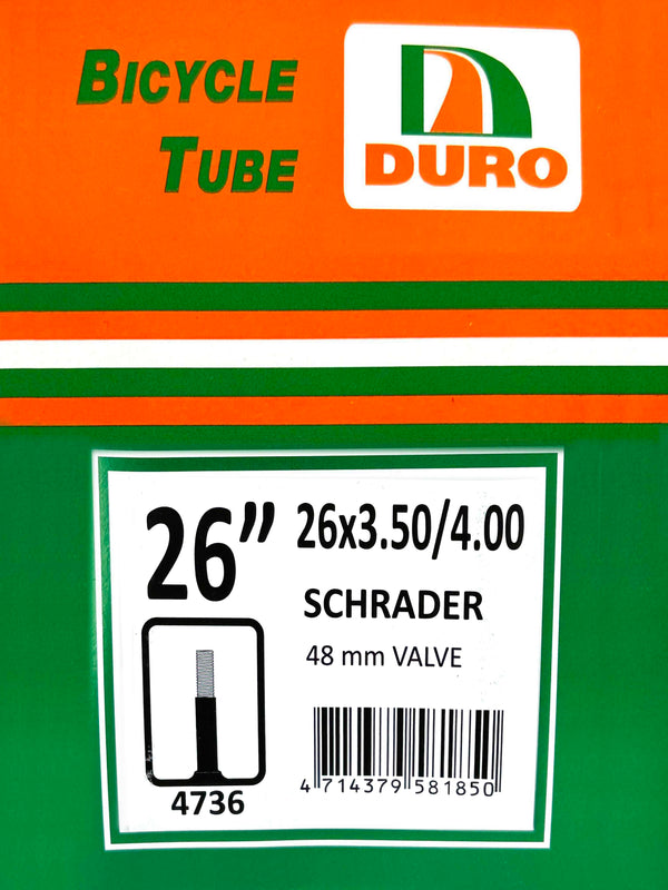 Bike Tube - 26" x 3.50-4.00" Fat Bike (48mm) - Schrader