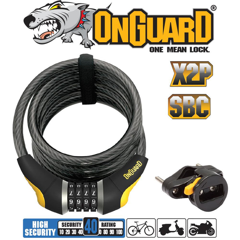 OnGuard Coiled Lock (Combo) 185cm x 12mm