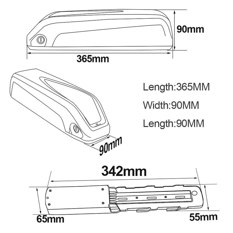 36V 10Ah Generic Downtube - Lithium Ion Battery